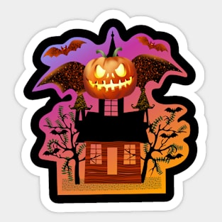 Halloween haunted house silhouette Sticker